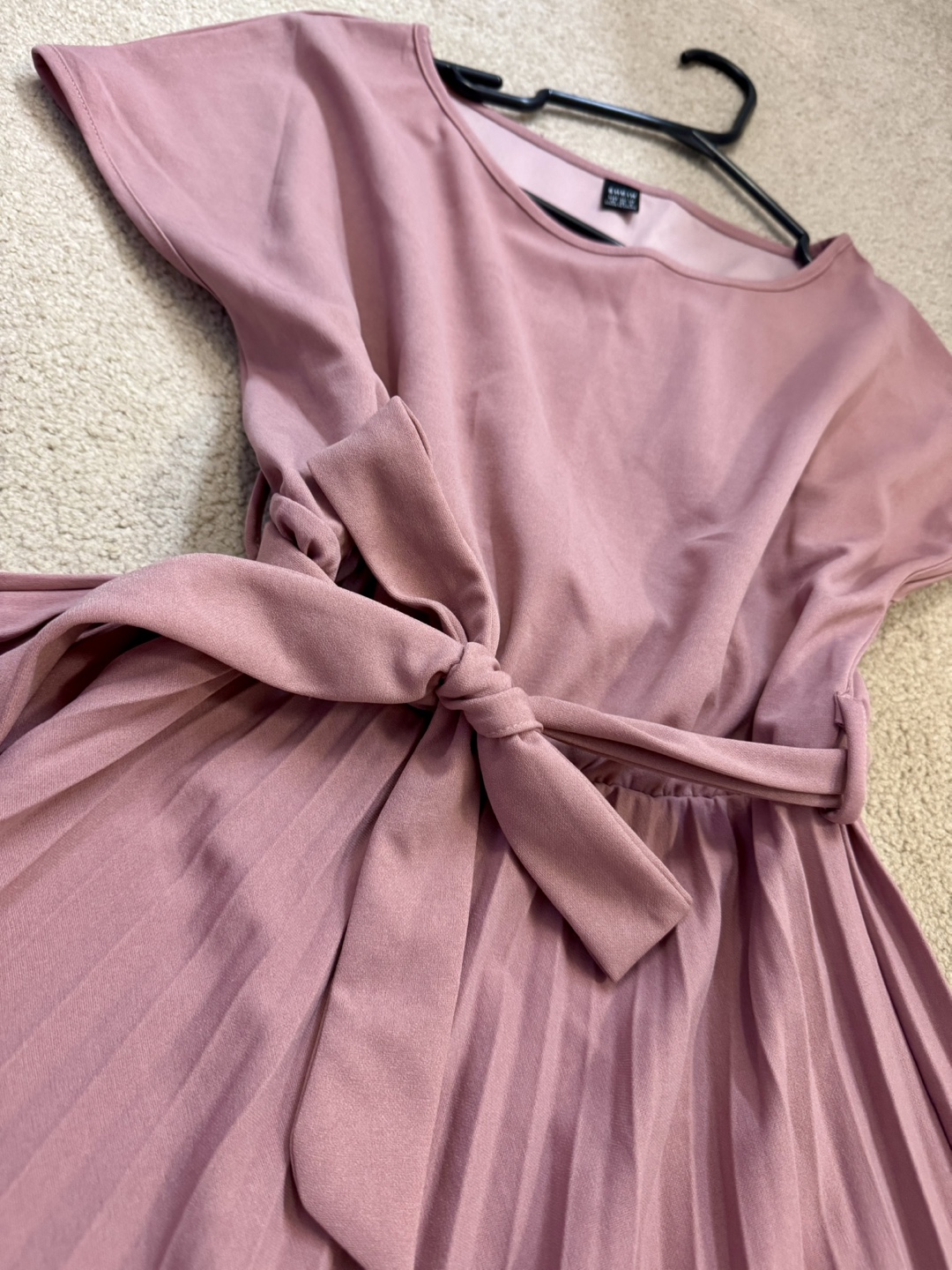 Dusty Rose Pleated Midi Dress with Belt - photo 2