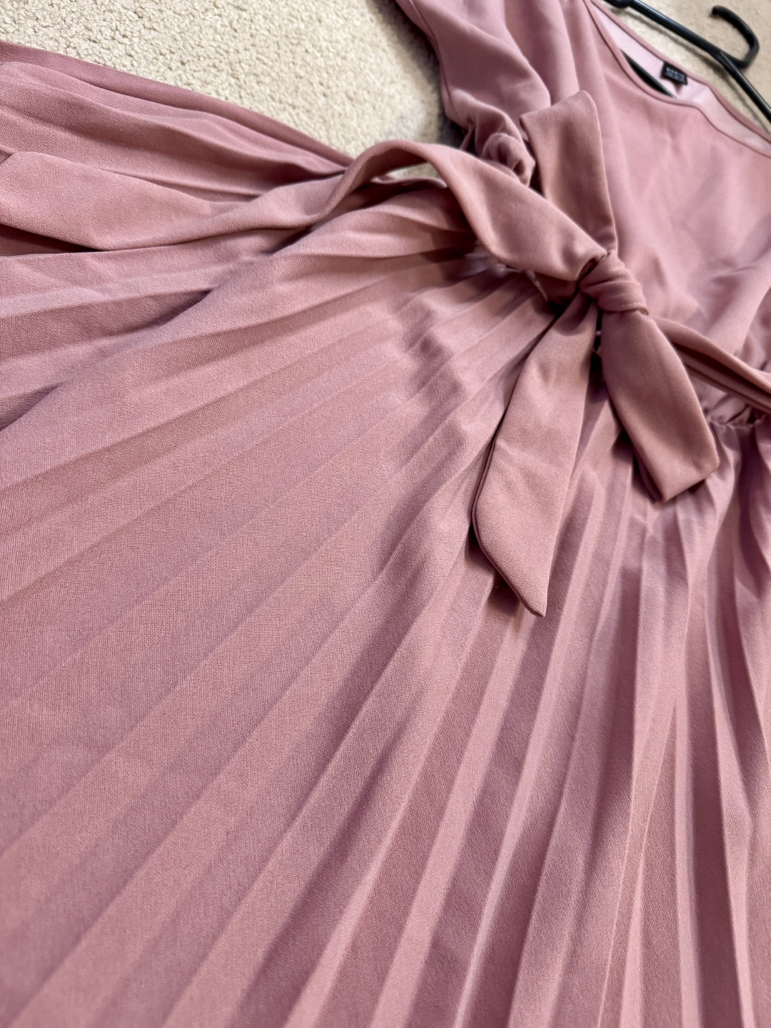 Dusty Rose Pleated Midi Dress with Belt - photo 3