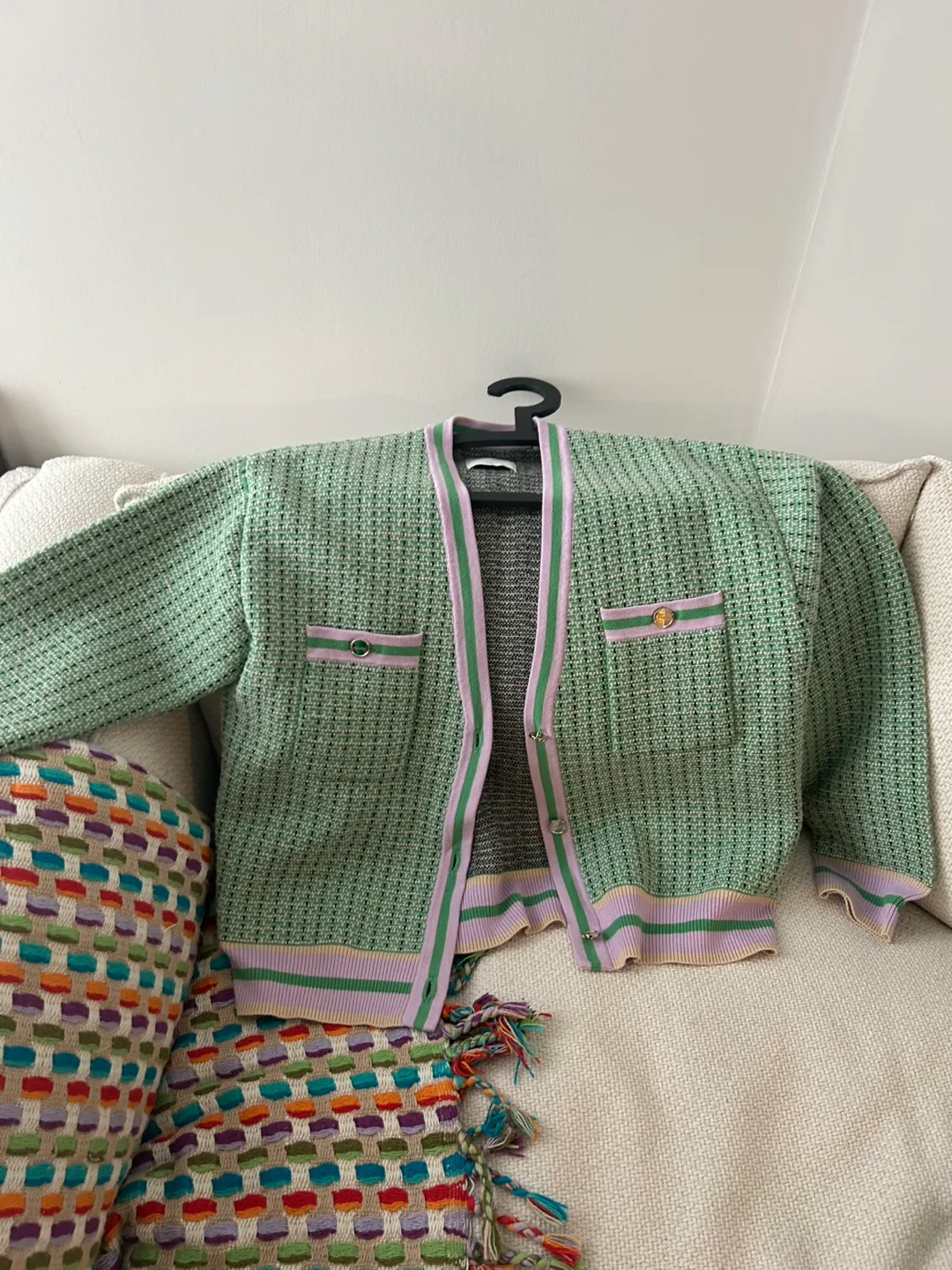 Sandro Paris Green Tweed Cardigan image indicator(3)