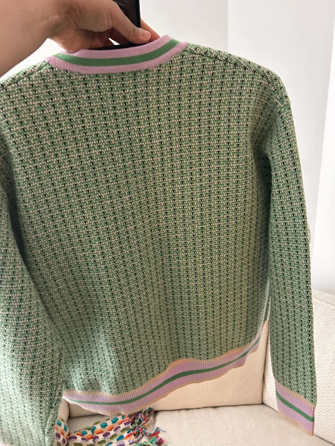 Sandro Paris Green Tweed Cardigan image indicator(2)