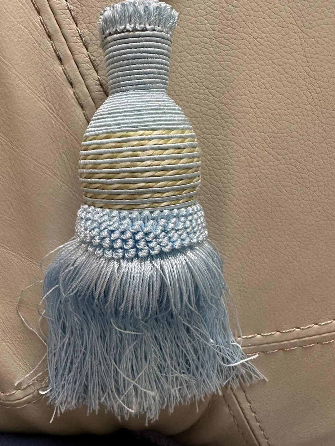 Pair of Light Blue and Cream Tassel Tiebacks image indicator(2)