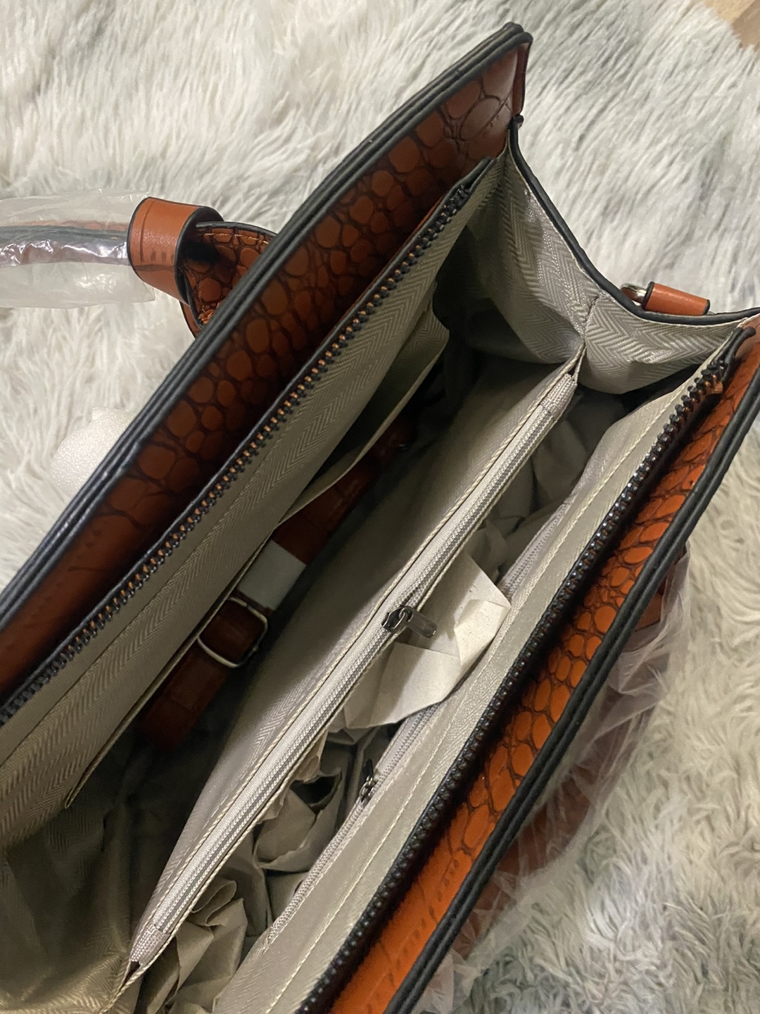 Brown Crocodile-Embossed Handbag - photo 3