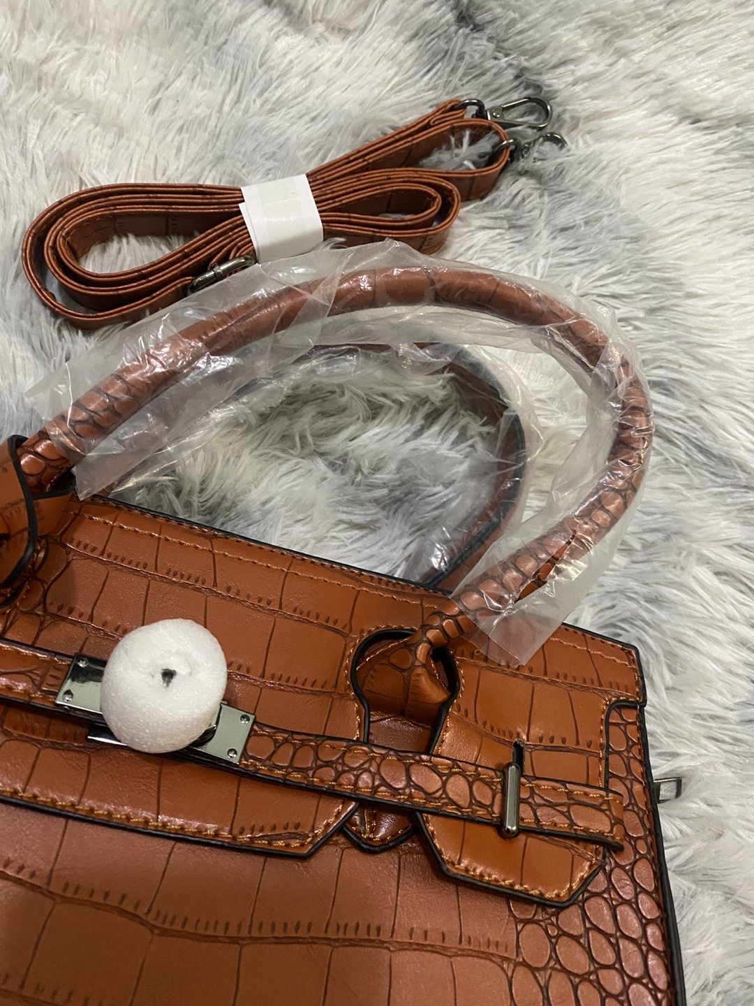 Brown Crocodile-Embossed Handbag - photo 2