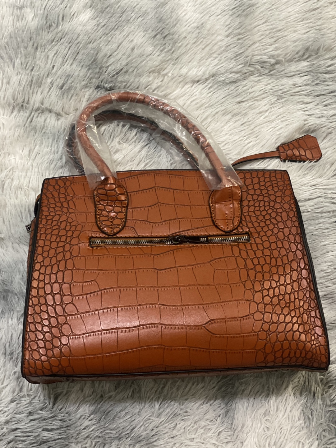 Brown Crocodile-Embossed Handbag - photo 4