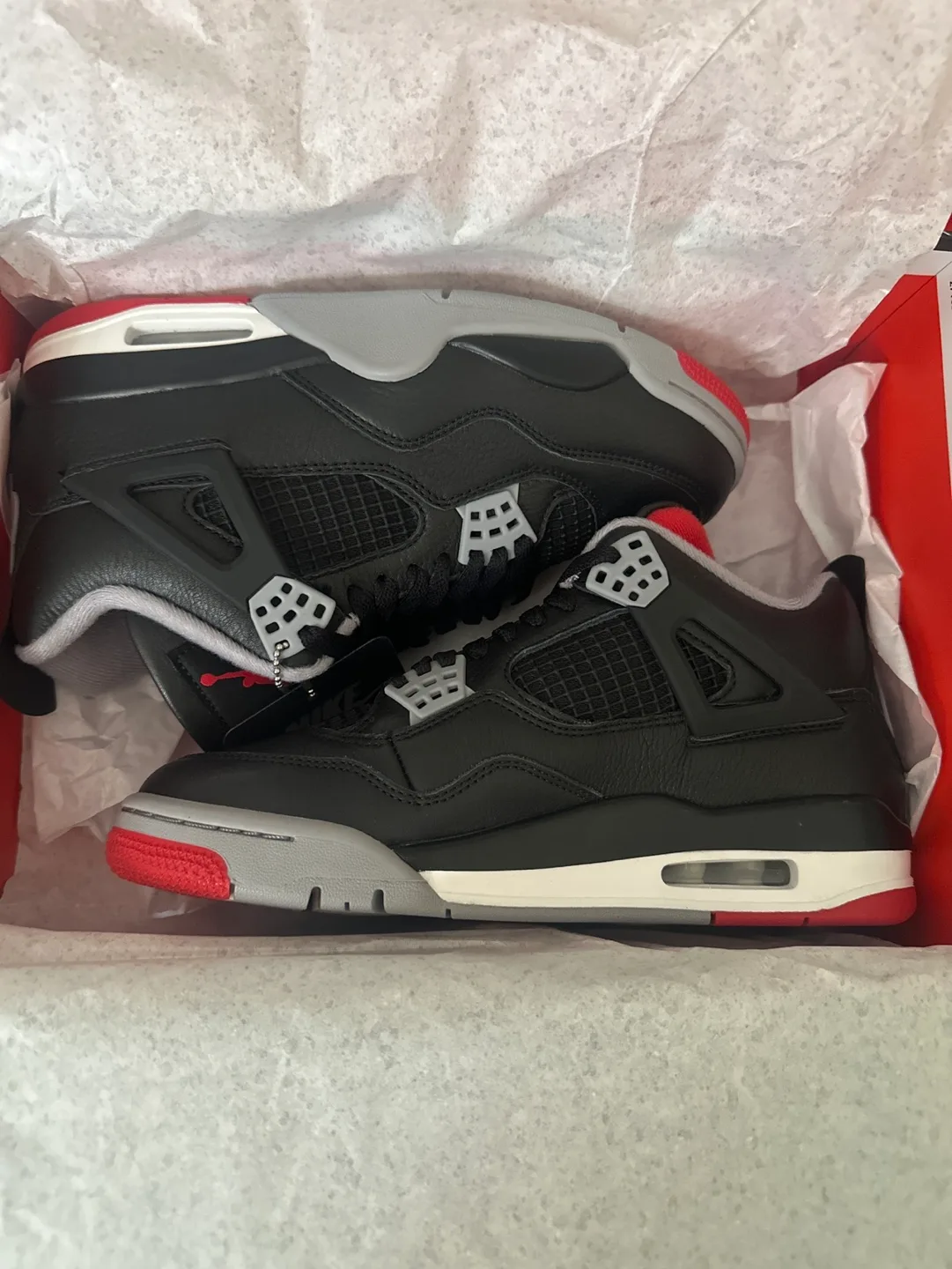 AUTHENTICAir Jordan 4 Retro Black/Fire Red-Cement Grey  Size 7 image indicator(7)
