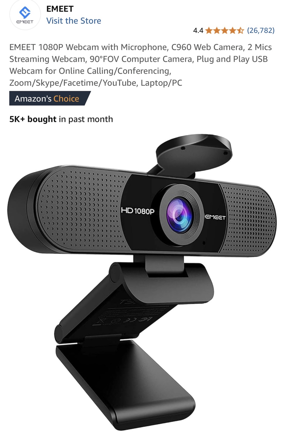 EMEET C960 1080p Webcam with Box New Just Box Opend