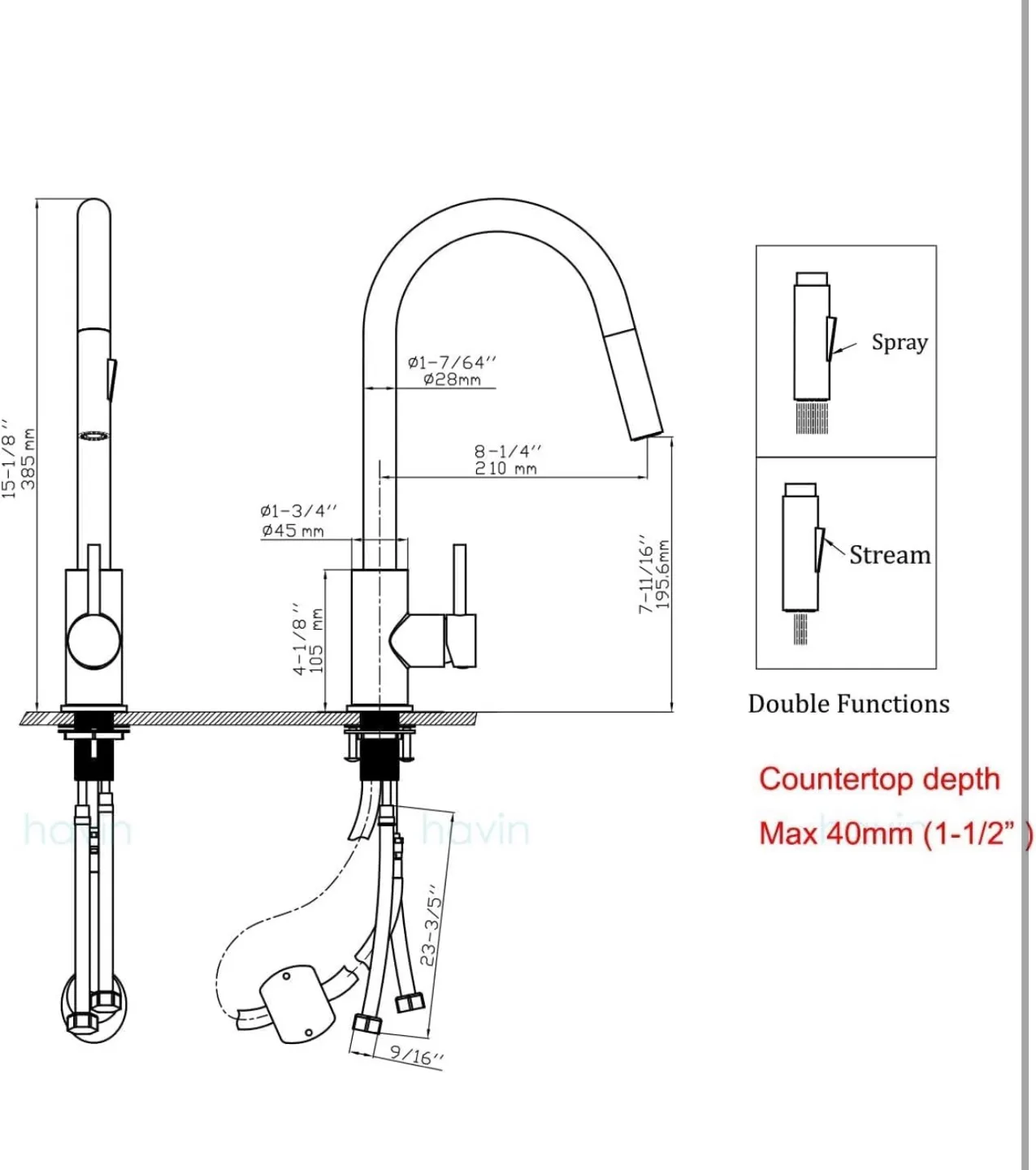 Brushed Gold Kitchen Faucet with Pull-Down Sprayer image indicator(2)