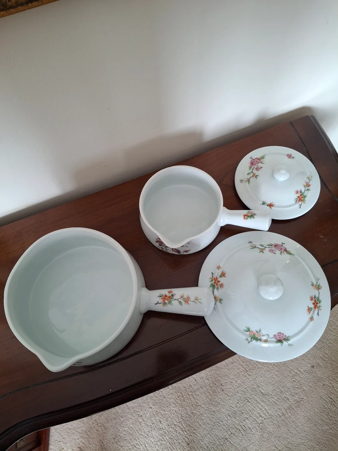 Vintage porcelain lidded soup bowls -Birks, made in France image indicator(2)