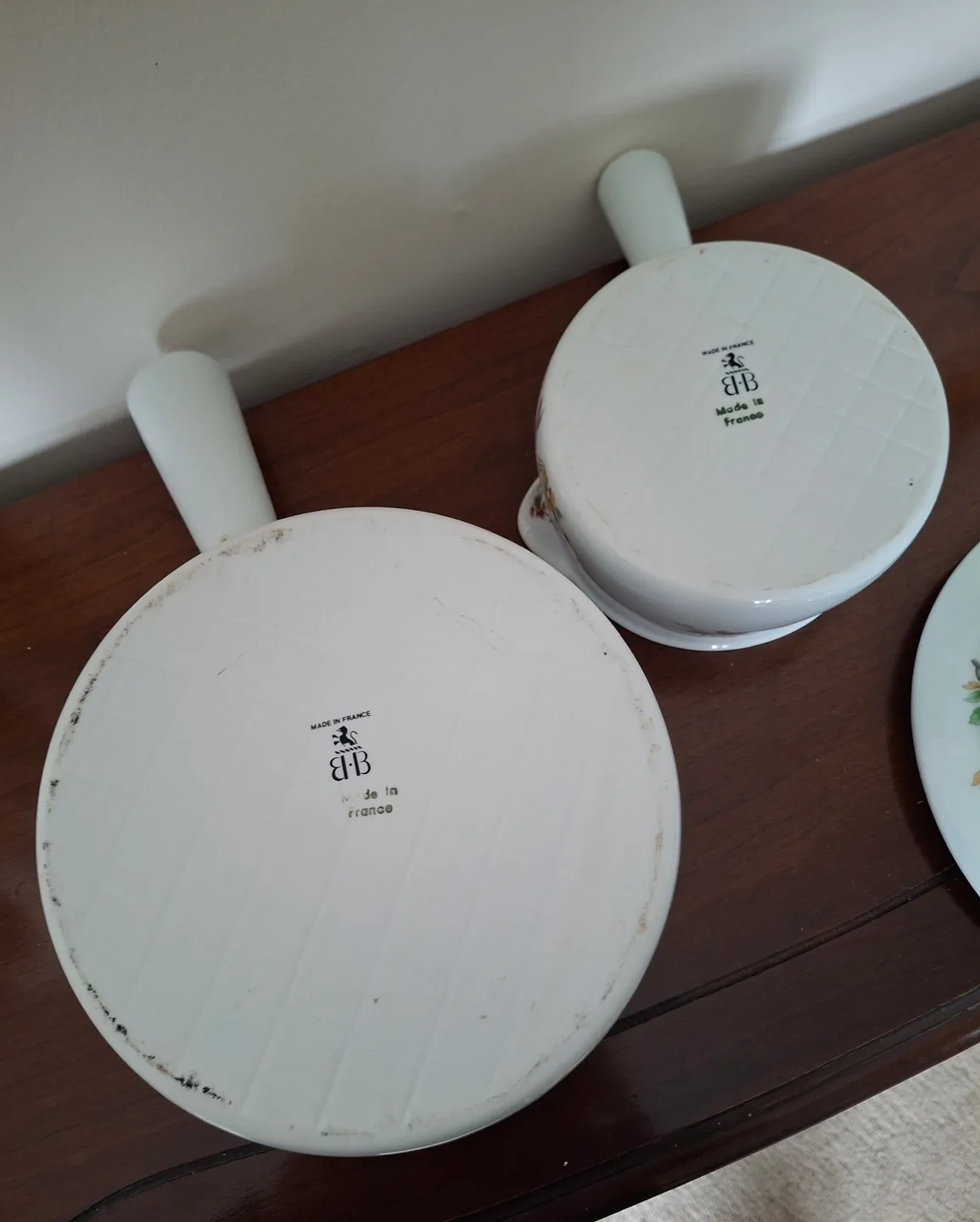 Vintage porcelain lidded soup bowls -Birks, made in France image indicator(4)