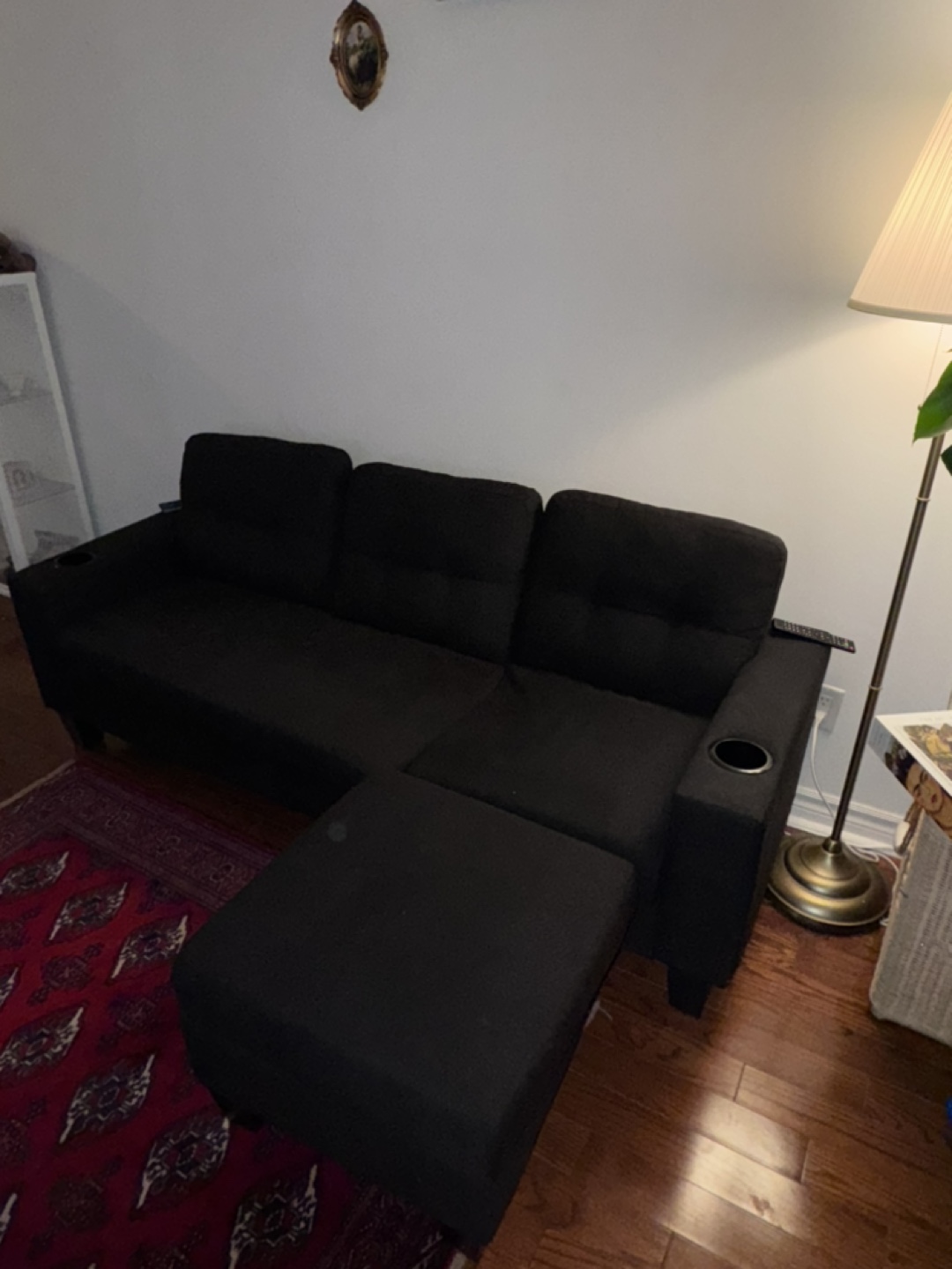 Black Sectional Sofa with cup holder - photo 3