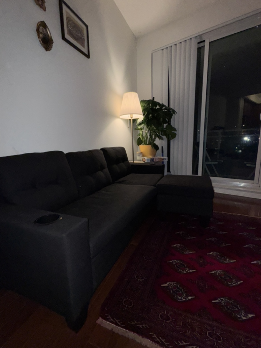 Black Sectional Sofa with cup holder - photo 2