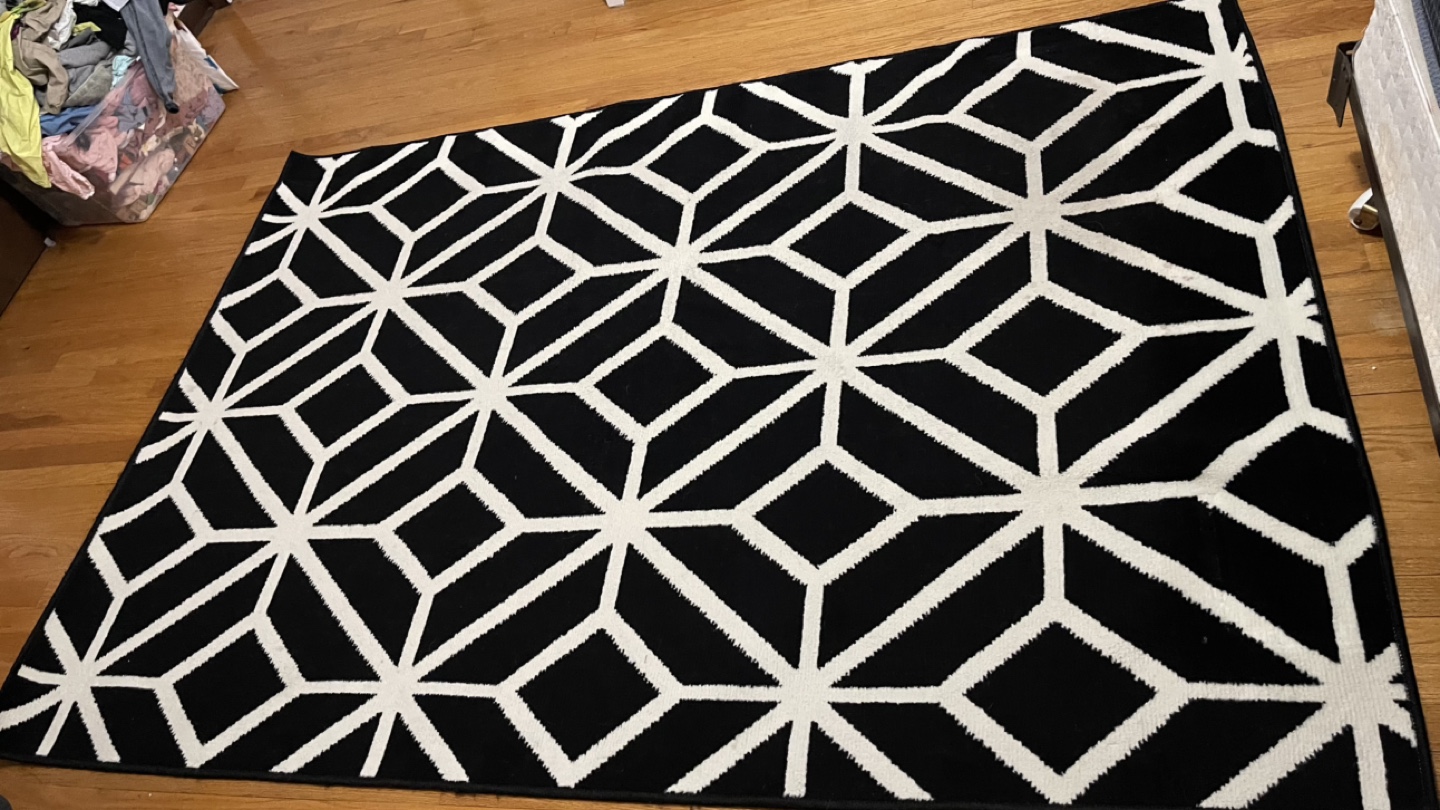 Black and White Geometric Area Rug check more pictures - photo 4