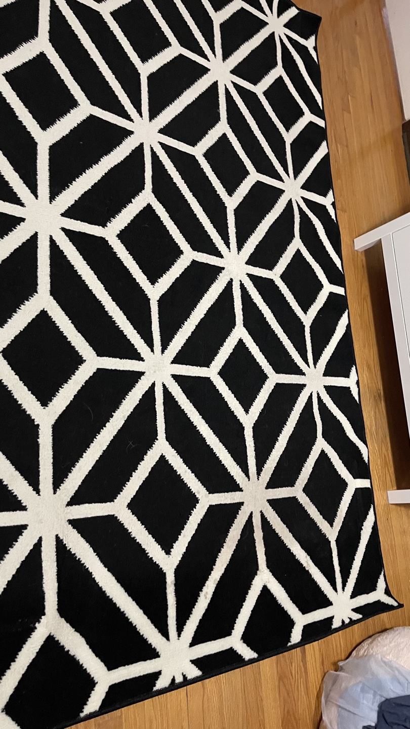 Black and White Geometric Area Rug check more pictures - photo 3