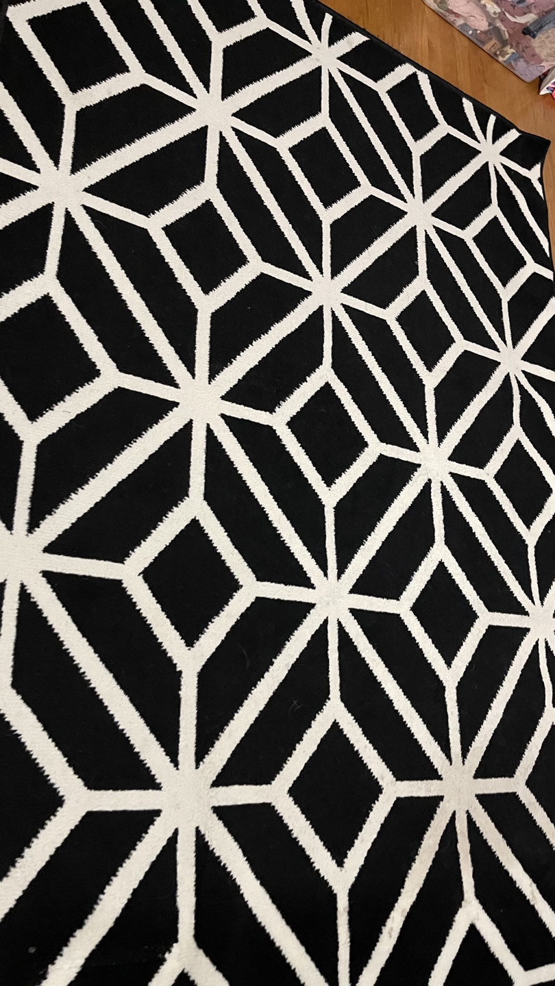 Black and White Geometric Area Rug check more pictures - photo 2