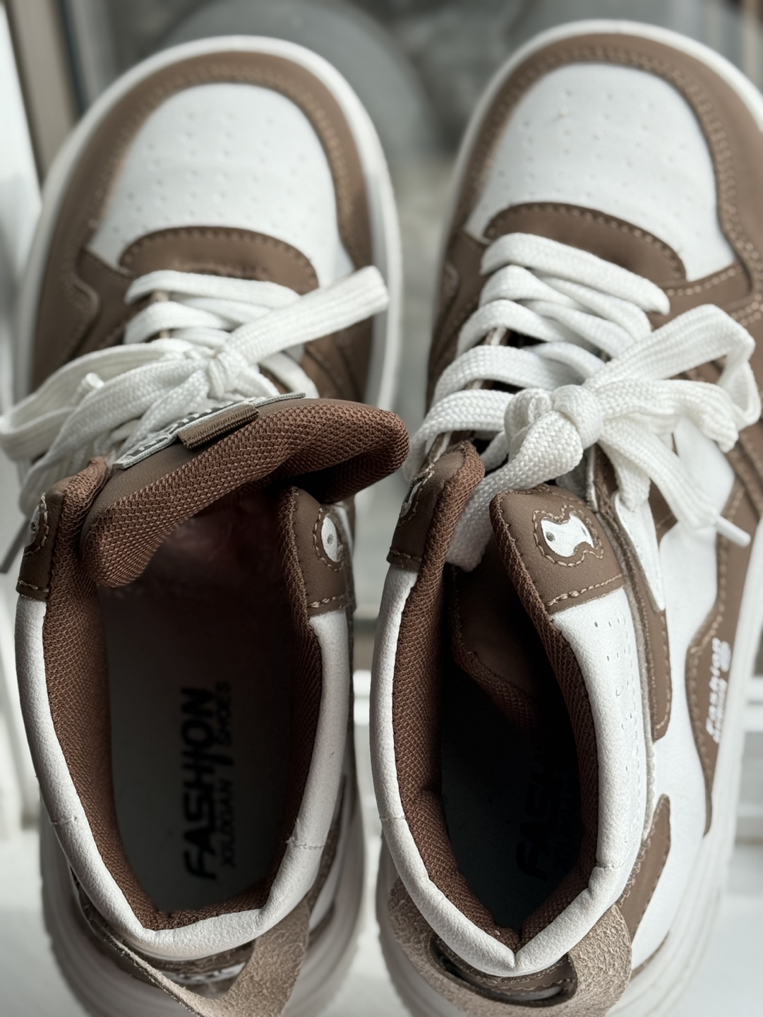 Brown and White High-Top Sneakers - photo 2
