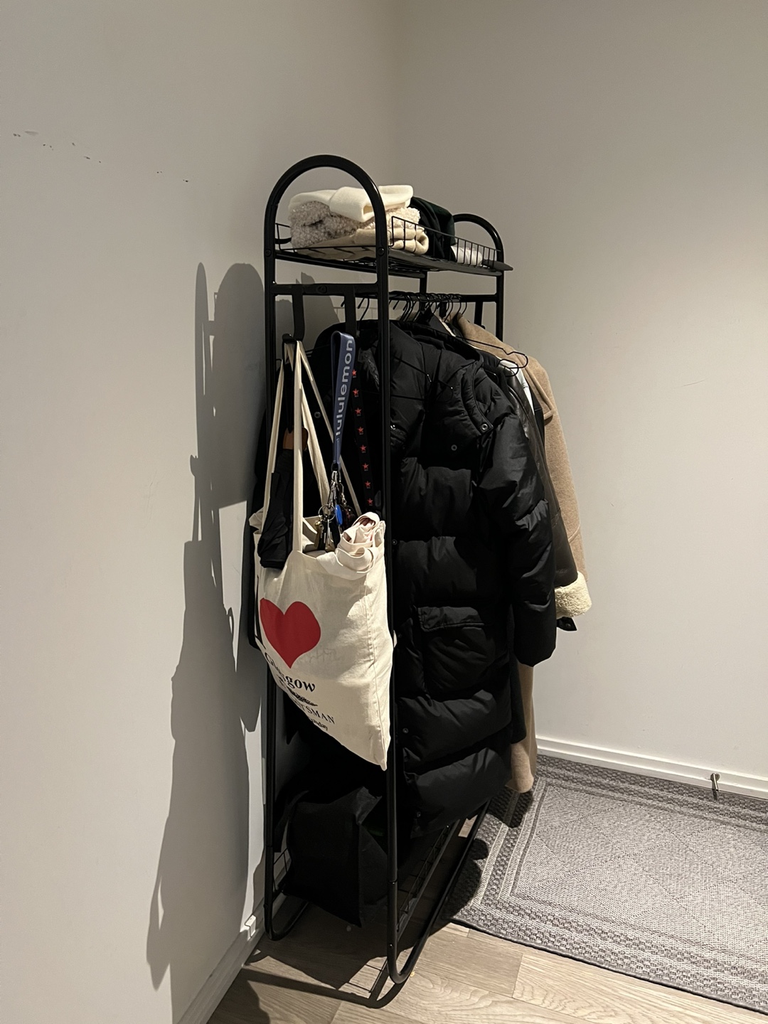 Black Metal Clothing Rack with Shelves