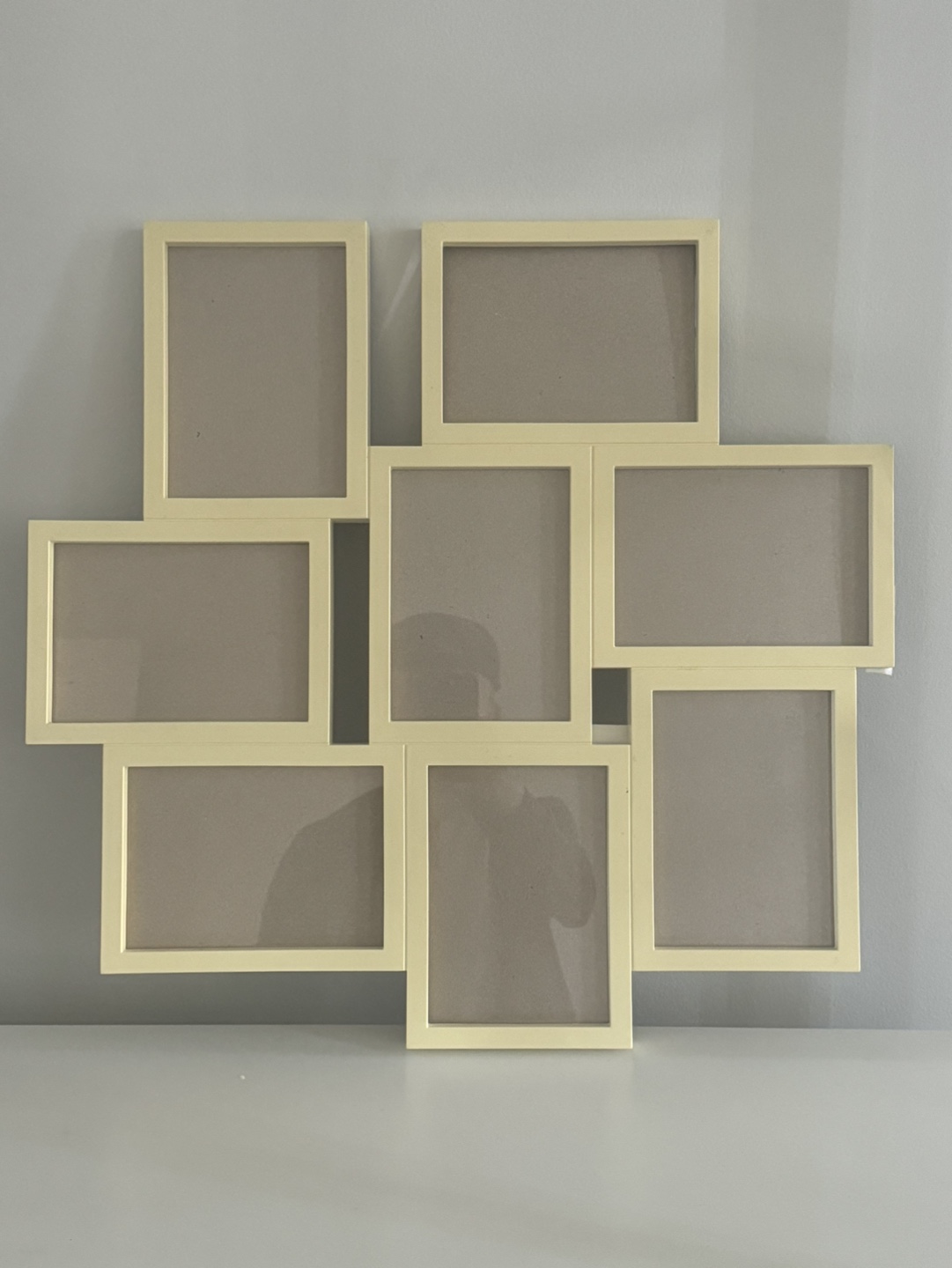 Nine-photo collage frame, pale yellow