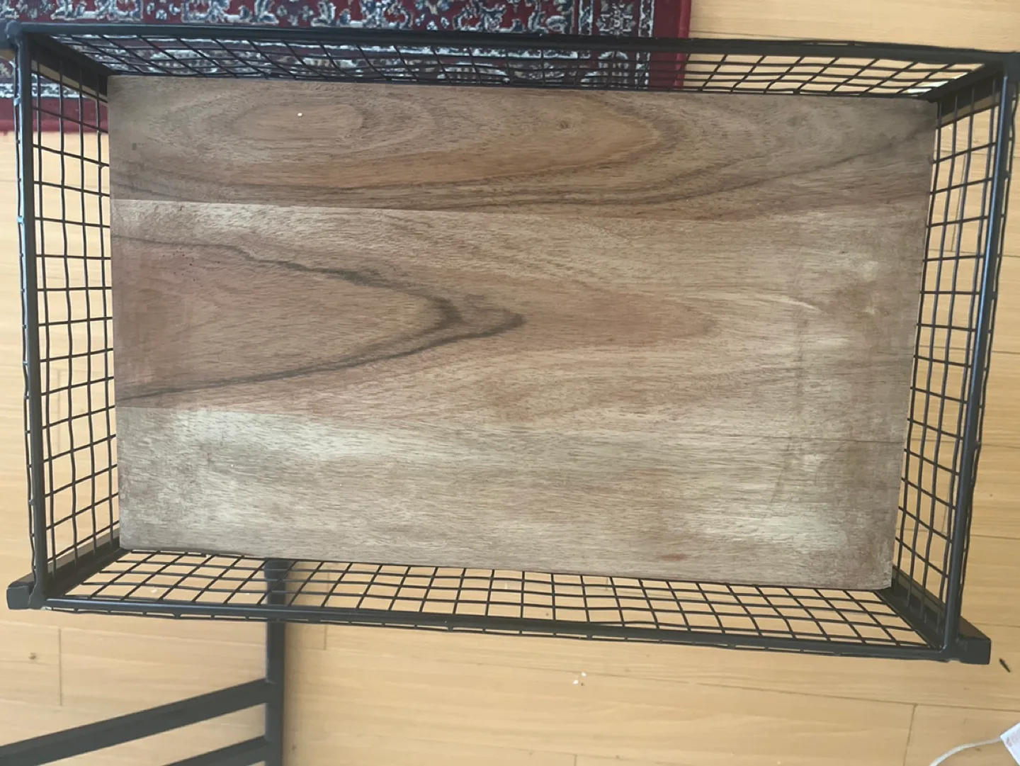 Three-Tier Rolling Cart with Wooden Shelves image indicator(2)