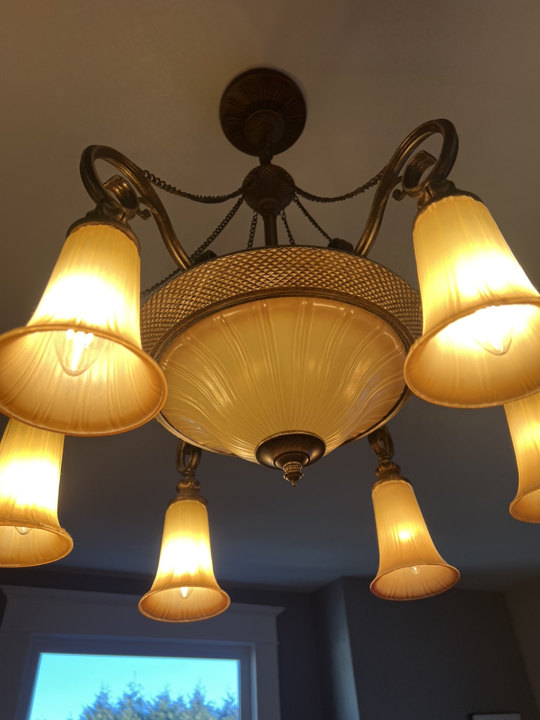 Antique style 5-Light Chandelier with Glass Shades - photo 2