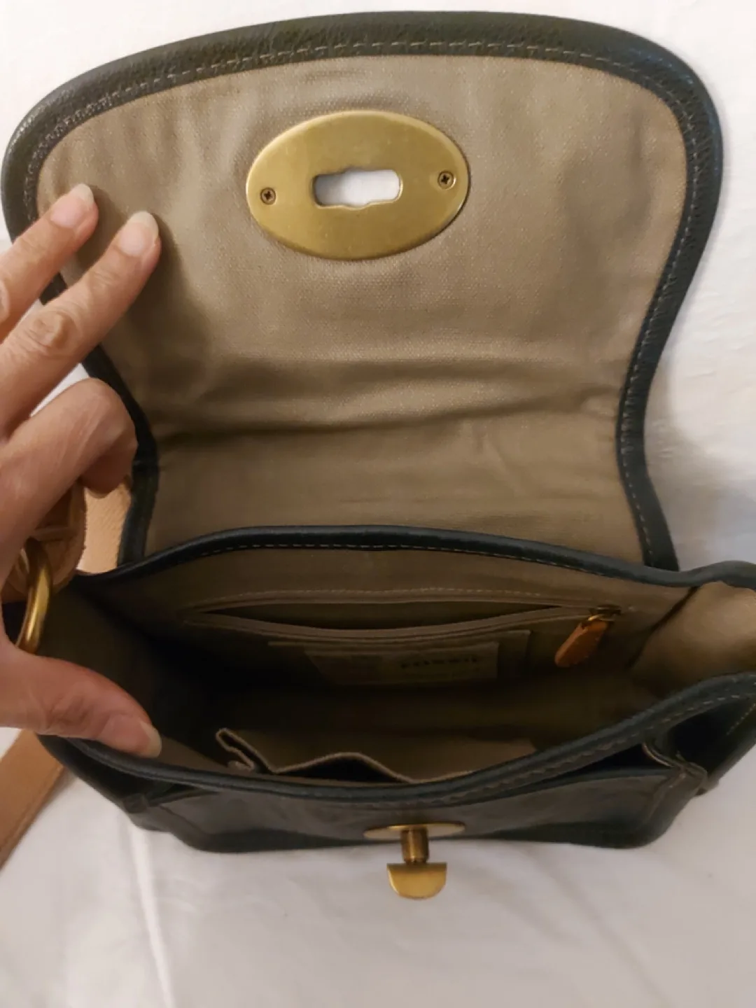 Fossil Genuine Leather Crossbody Bag - Navy Blue image indicator(2)