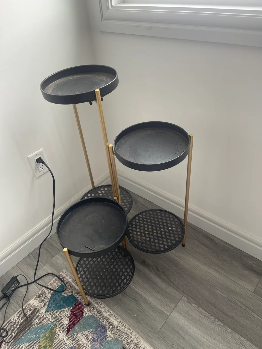 Three-Tier Plant Stand - Black and Gold thumbnail