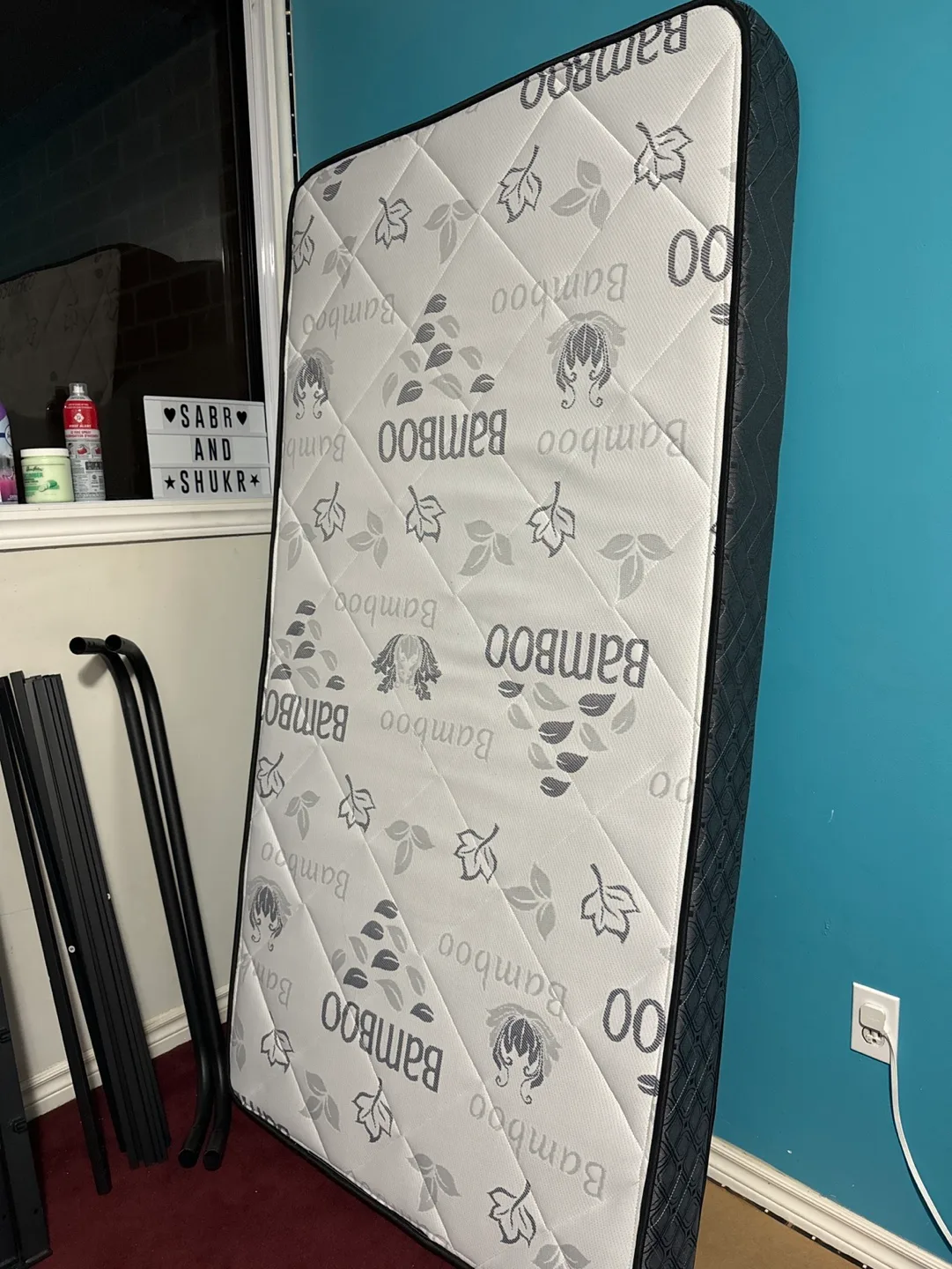 Twin-size Metal Bed Frame and Bamboo Mattress image indicator(2)