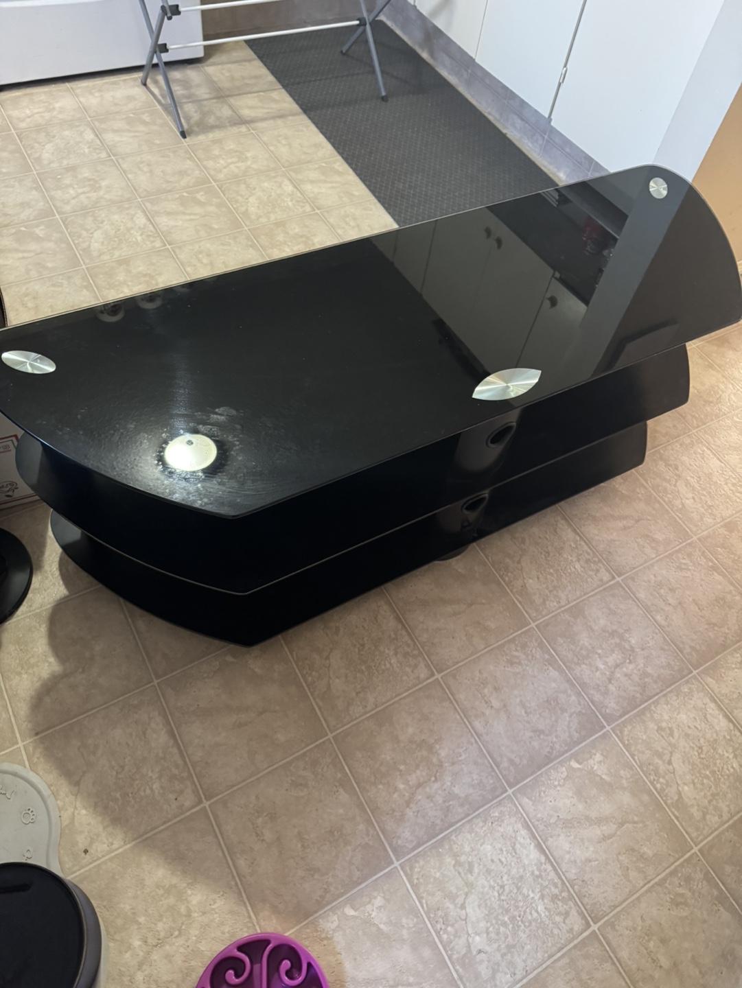 Black Glass TV Stand