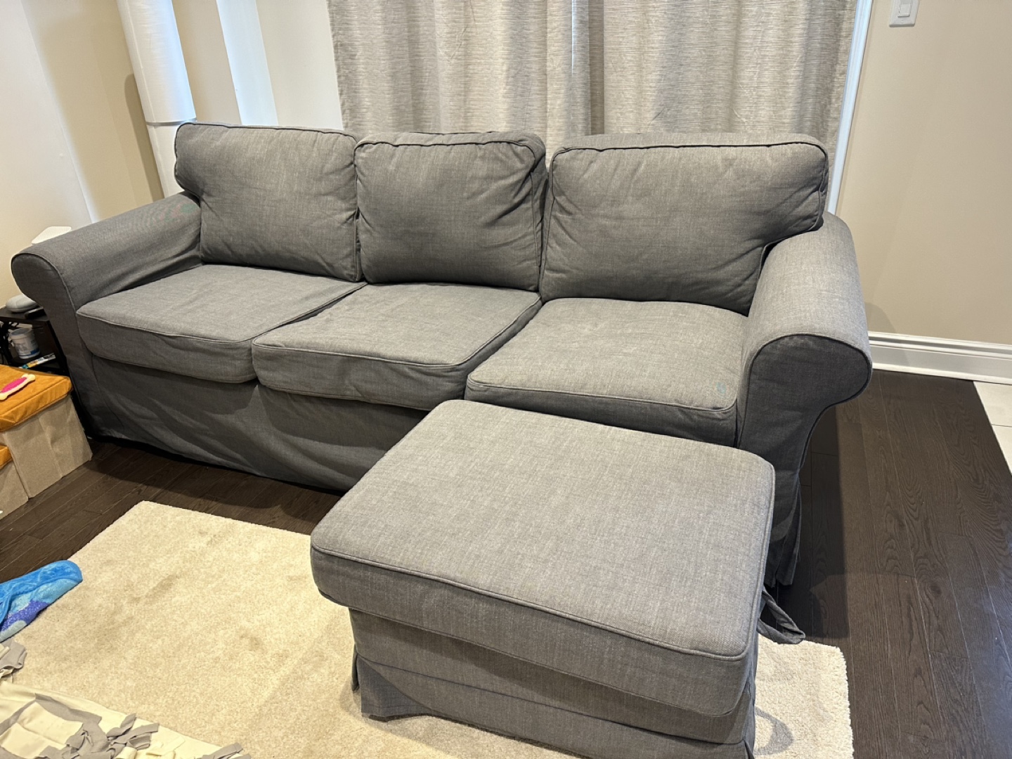 Grey Couch With Ottoman For Sale