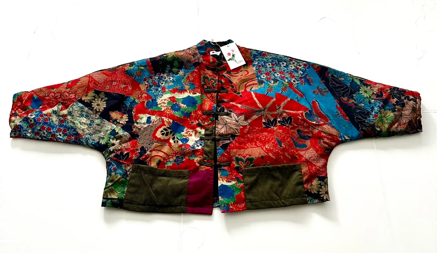 Vintage-inspired floral patchwork jacket image indicator(5)