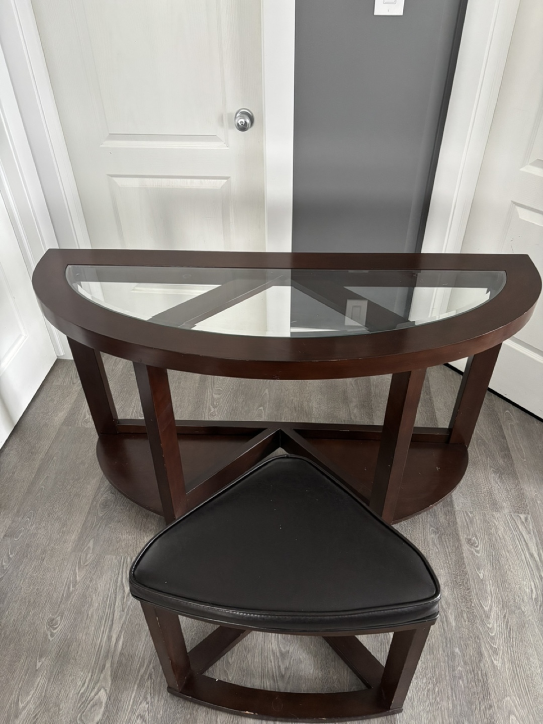 Half-Round Desk / Console Table with Matching Stool