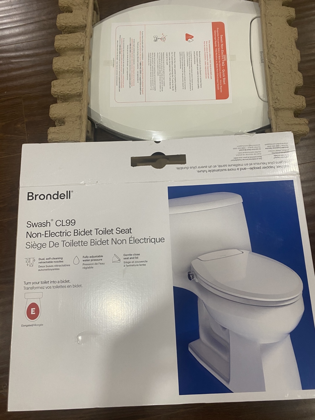Brondell Swash CL99 Non-Electric Bidet Toilet Seat