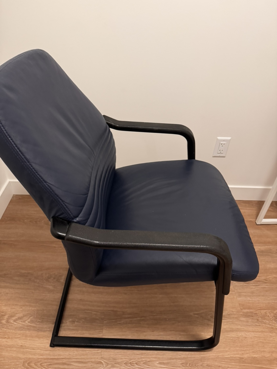 Dark Blue Leather Office Chair