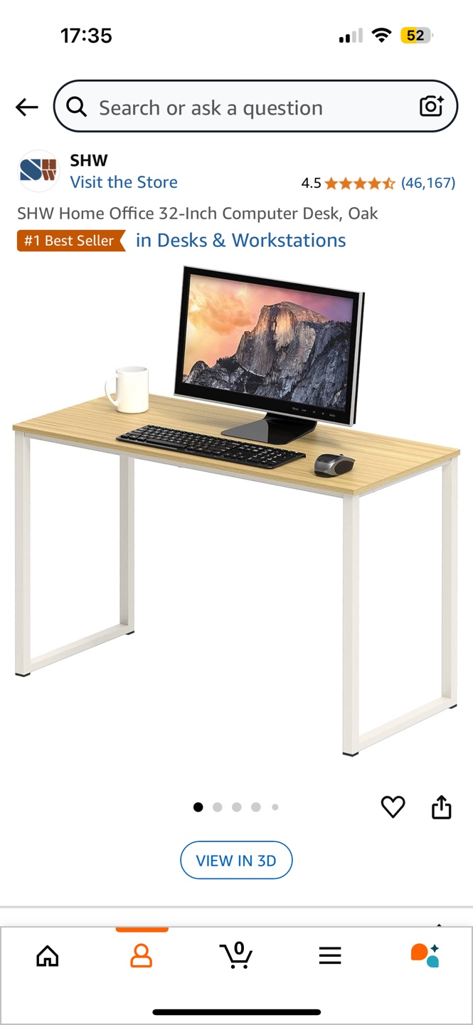 SHW Home Office 32-Inch Computer Desk, Oak - photo 5