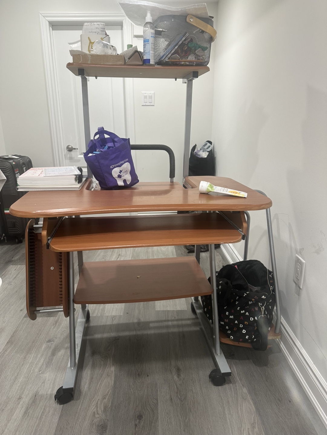 Computer Desk with Keyboard Tray and Shelves - photo 2