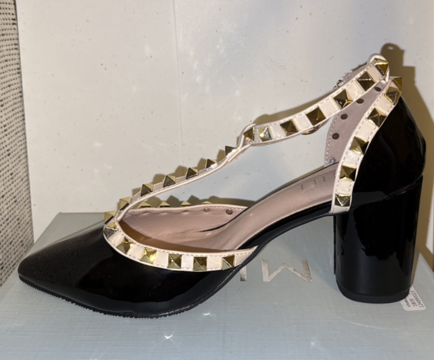 Black and Beige Studded Heels - photo 2