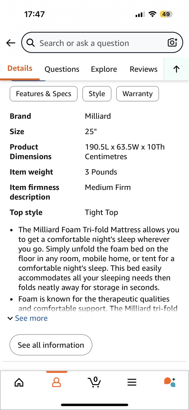 Milliard Tri-Fold Mattress - Single Size - photo 5