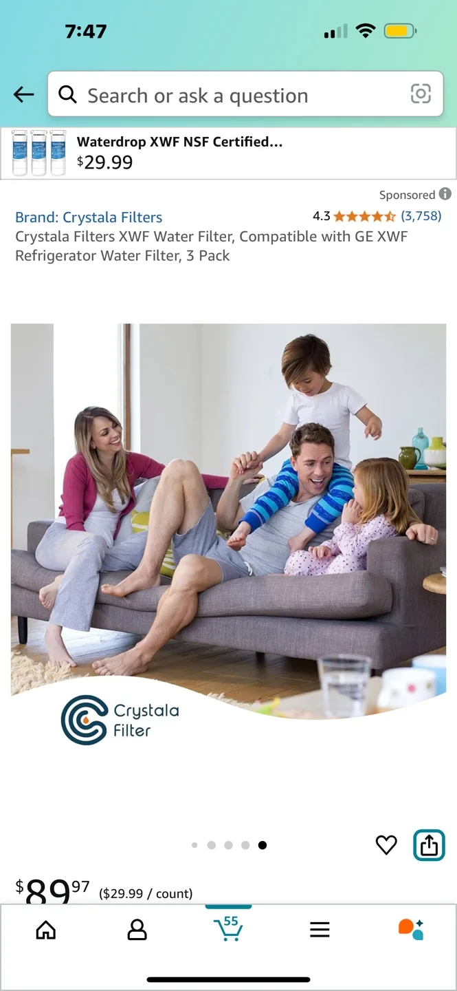 Crystala Filters XWF Refrigerator Water Filter 3 Pack image indicator(3)