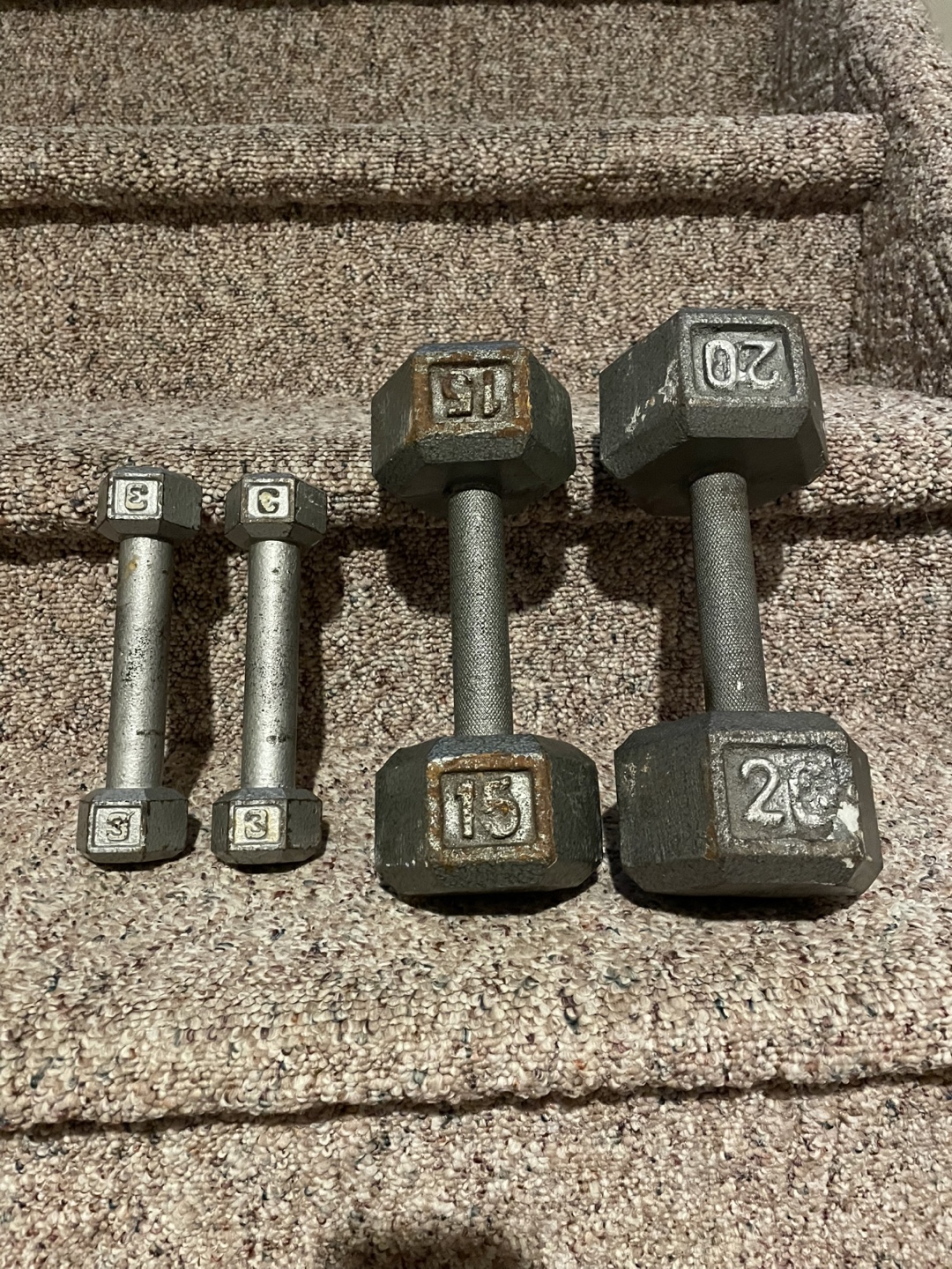 Vintage Hex Dumbbells - Set of Four