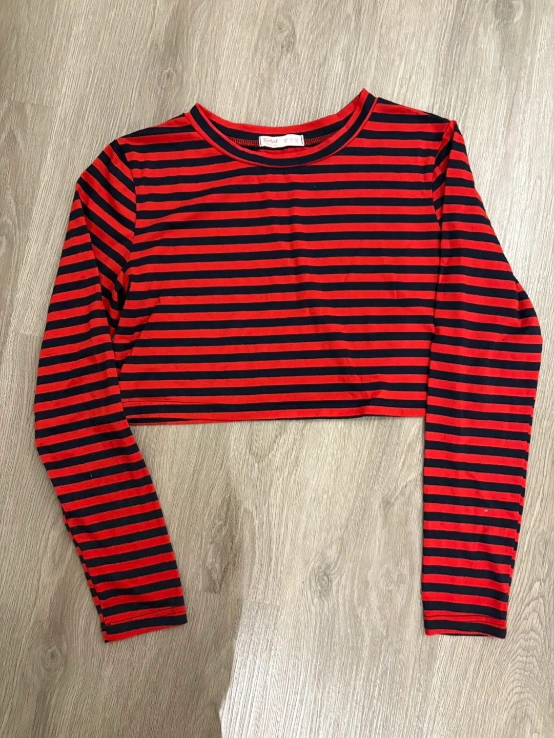 Red and Black Stripes Crop Top thumbnail