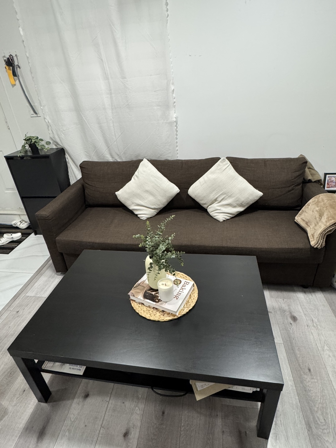 Coffe table and Brown IKEA Friheten Sofa Bed