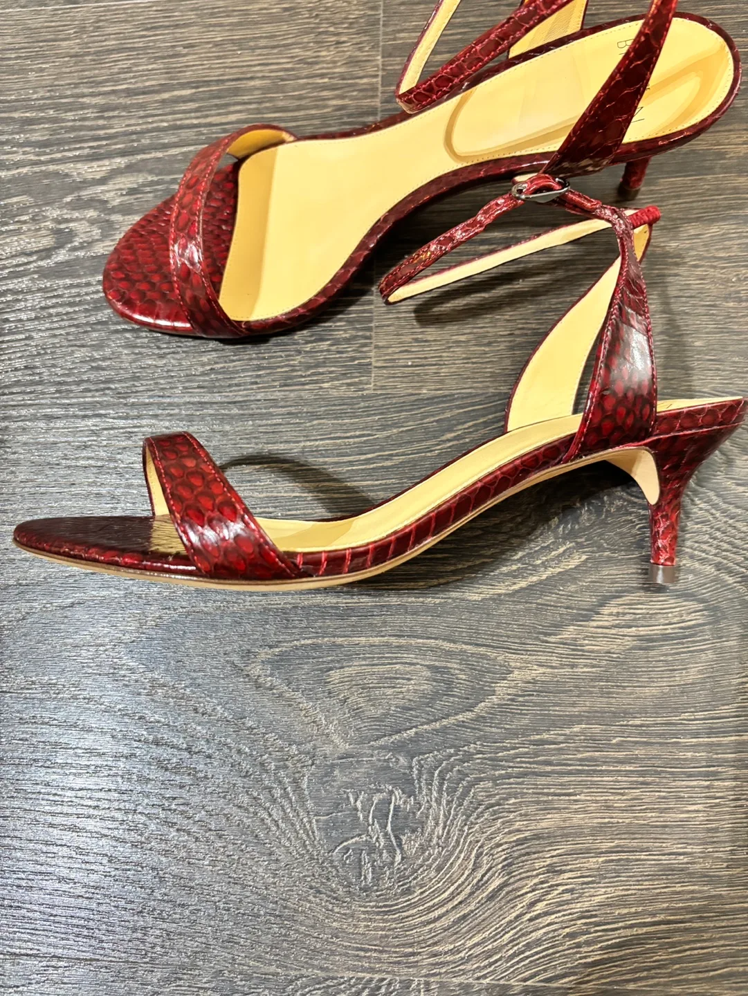 Alexandre Birman Burgundy Snakeskin Sandals - Size 37 image indicator(5)