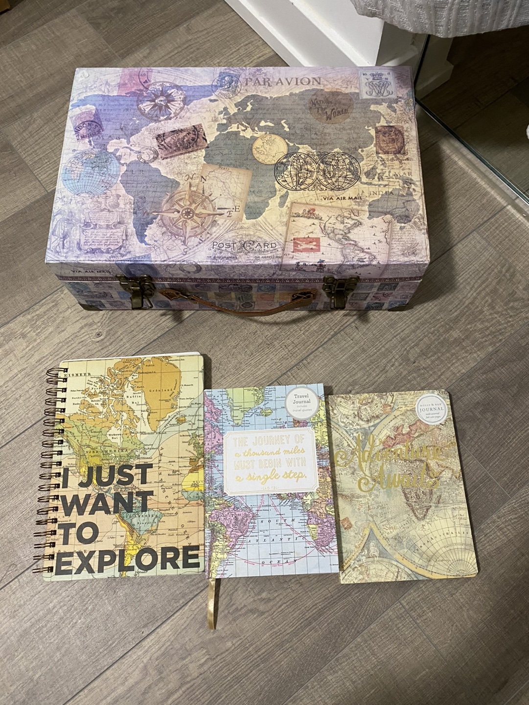 Vintage-Style Suitcase Decor Box with Travel Journals