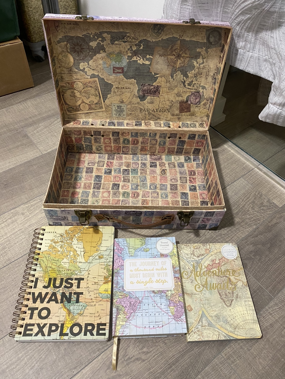 Vintage-Style Suitcase Decor Box with Travel Journals - photo 4