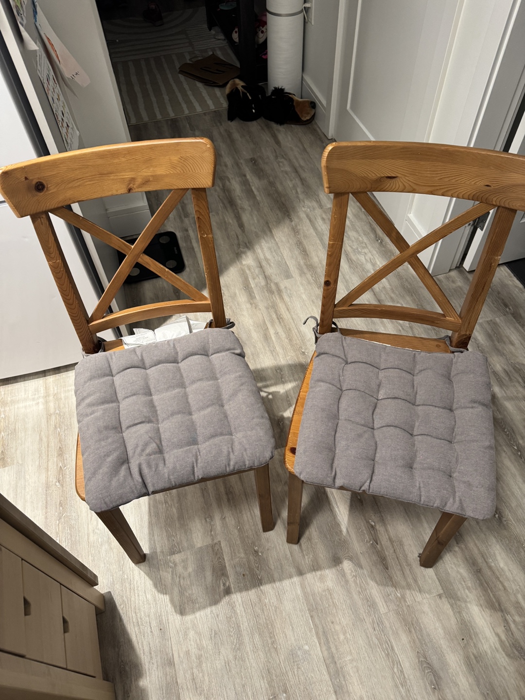 Pair of IKEA Ingolf Dining Chairs with Cushions
