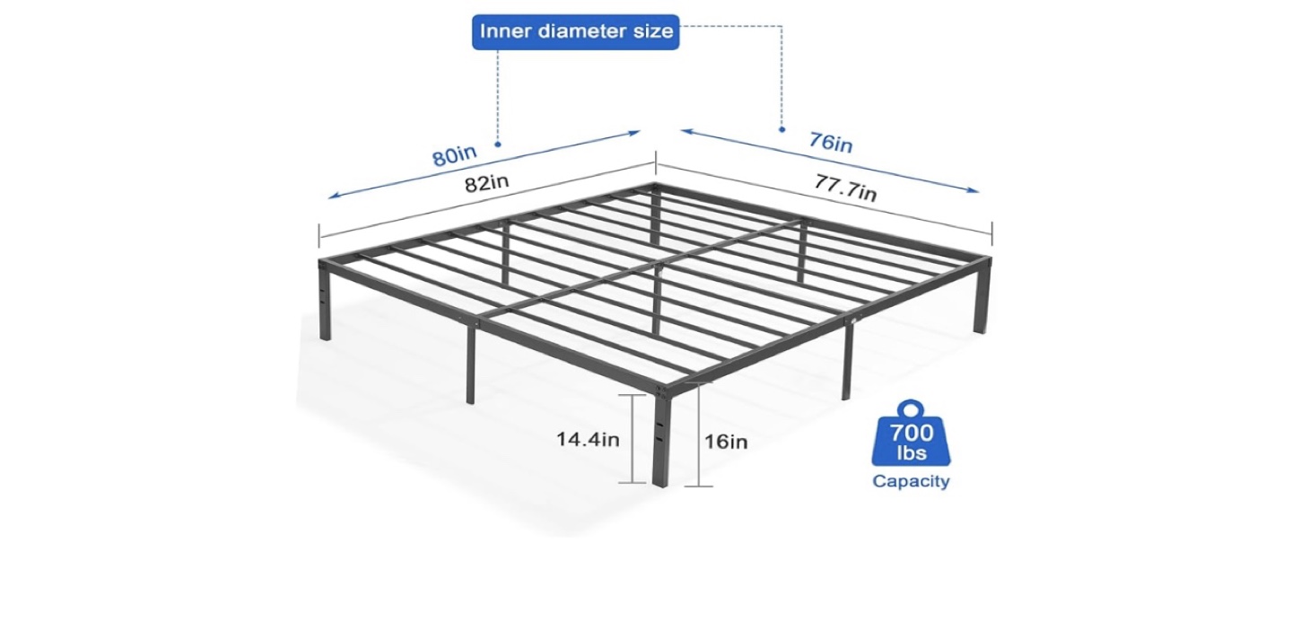 VECELO King Metal Platform Bed Frame - 14 Inch - photo 2