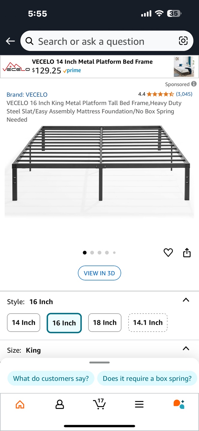 VECELO King Metal Platform Bed Frame - 14 Inch - photo 3