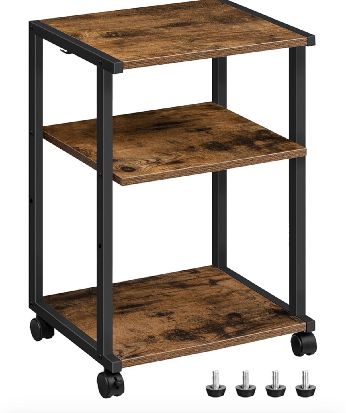 Three-Tier Rolling Cart - Rustic Brown - photo 3
