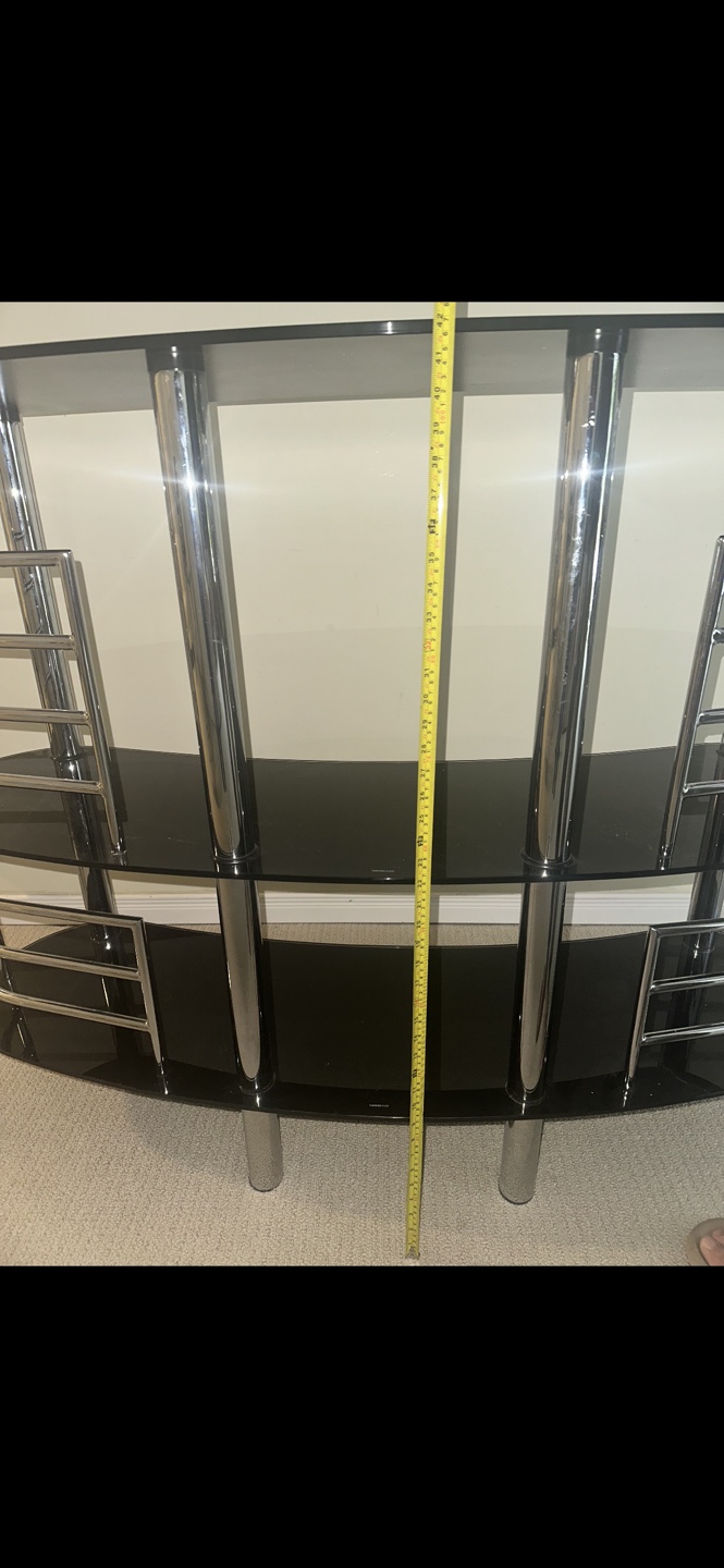 Curved tempered Glass and Chrome Console Table
