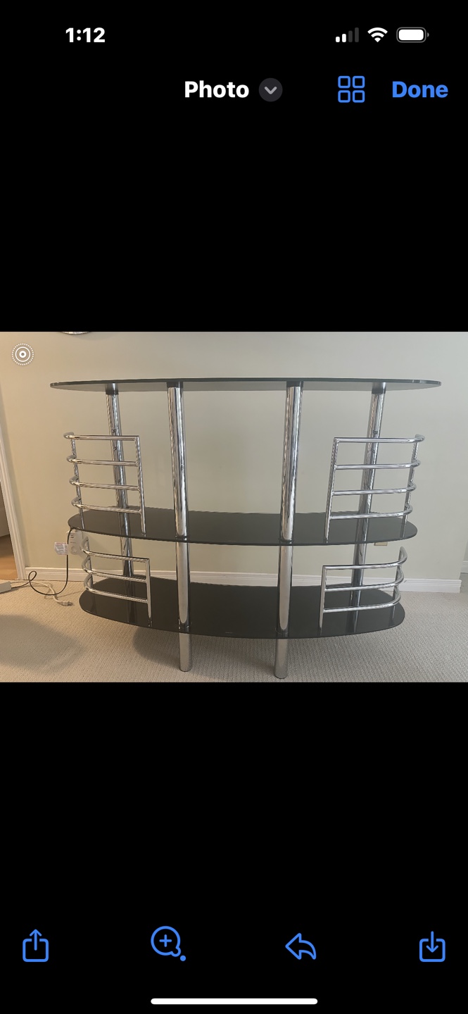 Curved tempered Glass and Chrome Console Table - photo 4