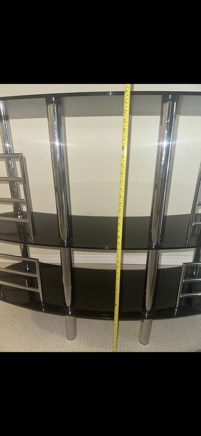 Curved tempered Glass and Chrome Console Table - photo 5